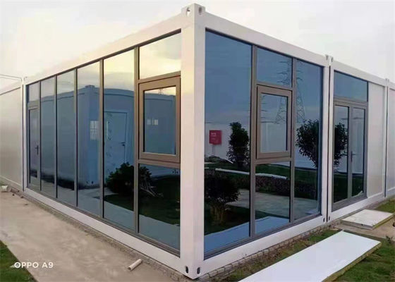 Ζυγισμένο Prefab Container House με τοίχους από υαλοπλάσινο
