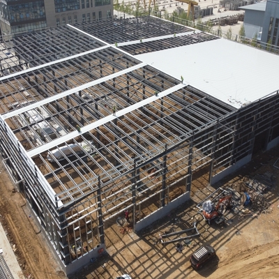 Αποθήκη κατασκευασμένης χάλυβα με δομές H-Section Beams 50 ετών διάρκεια ζωής