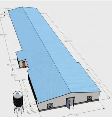 Μέγεθος 120m x 20m μονωμένο σχέδιο προκατασκευασμένη χάλυβα δομή κοτόπουλο