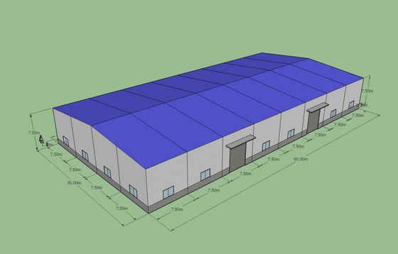60x30x7,5m Προσυσκευασμένη αποθήκη χάλυβα ASTM A36 Q235B
